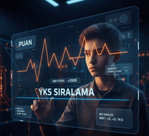 YKS sıralama hesaplaması yapan bir öğrenci, puan ve sıralama verilerini karşılaştırıyor.