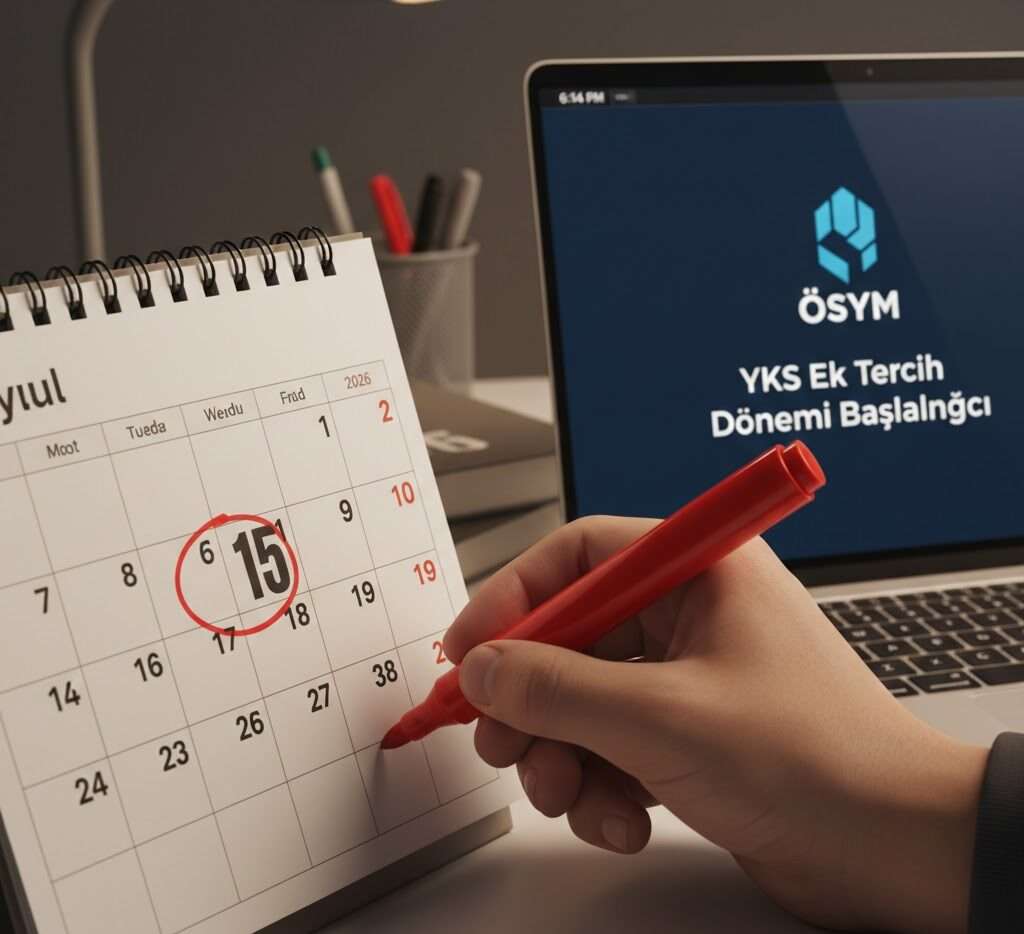Takvimde işaretlenmiş Eylül ayı tarihleri, YKS Ek Tercih Dönemi başlangıcını gösteriyor.